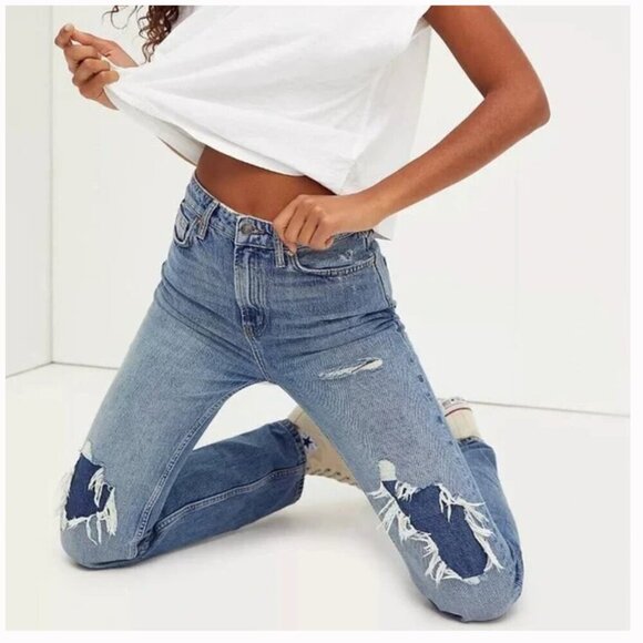 Free People We the Free Womens 27 My Own Lane Jeans Medium Wash Boho Western - Picture 1 of 9
